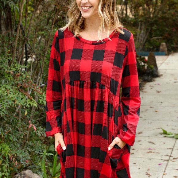 New Plaid Babydoll Midi Swing Dress with Pockets Size 3x - Picture 8 of 8